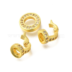 Anneau de placage en laiton avec micro pavé de zircones cubiques et fermoirs déployants&nbsp;KK-F883-19G-01