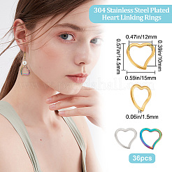 36 шт. 3-х цветные соединительные кольца из нержавеющей стали 304&nbsp;STAS-BBC0001-93