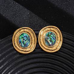 Серьги-гвоздики из натуральной ракушки пауа из нержавеющей стали 304&nbsp;EJEW-Z103-07G