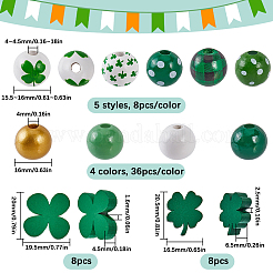 200 шт. 11 стиля наборы бусин из натурального дерева с принтом на тему Дня Святого Патрика&nbsp;WOOD-SP0001-28