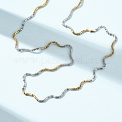 Двухцветная цепочка-змейка из нержавеющей стали 304 толщиной 1.5 мм для женщин.&nbsp;NJEW-G194-01GP