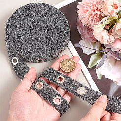 9ヤードのグリッターポリエステルリボン（合金アイレット付き）  洋服アクセサリー  グレー  1インチ（24mm）&nbsp;OCOR-PH0002-94A