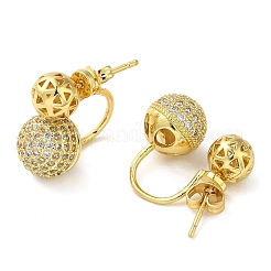 Boucles d'oreilles en laiton plaqué micro pavé de zircone cubique pour femmes&nbsp;EJEW-O001-07G