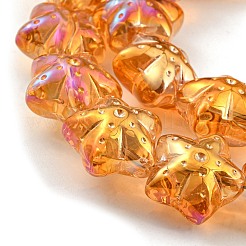 フルレインボーメッキ電気メッキ透明ガラスビーズ連売り  ヒトデ  ダークオレンジ  16.5x16.5x11.5mm  穴：1.4mm  約40個/連  24.41''（62センチメートル）&nbsp;EGLA-G037-07A-FR02