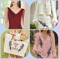 4 пара 2 стилей полиэстеровых вышитых цветочных кружевных аппликаций DIY-GF0009-06