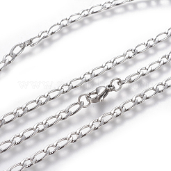 変色しない304ステンレススチールフィガロチェーンネックレス  カニカン付き  ステンレス鋼色  23.62インチ（60cm）  4mm&nbsp;NJEW-E143-07P