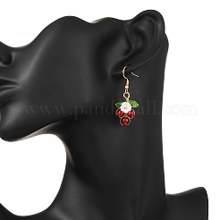 Серьги-подвески в виде цветка с круглыми акриловыми и стеклянными бусинами&nbsp;EJEW-JE06634-01