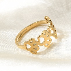 Ионное покрытие (ip) 201 нержавеющая сталь полое регулируемое кольцо с отпечатками собачьих лап для женщин&nbsp;RJEW-K238-10G