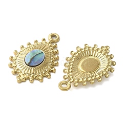 Подвески в форме капли из нержавеющей стали 304 из натуральной ракушки пауа/белой ракушки STAS-U037-09G-02