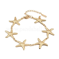 Браслеты из нержавеющей стали 304 в форме морской звезды для женщин BJEW-G759-01G