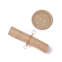 木の棒コネクタチャーム  銅線と  ゴールドカラー  21.5~26.5x42~52x7~11mm  穴：2.5~3mm&nbsp;PALLOY-JF03394-02