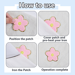 16 Stück 8 Farben Handtuch Stickerei Stil Stoff zum Aufbügeln/Aufnähen Patches&nbsp;DIY-HY0002-51