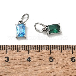 Breloques en acier inoxydable 304 pavées de zircones cubiques&nbsp;CU-CBABCF3-01P