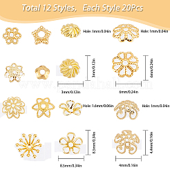 240 шт. 12 стилей латунных колпачков для бусин KK-SC0003-35