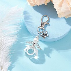 Подвеска в виде цветочного ангела из стеклянного жемчуга и стеклянных семян&nbsp;HJEW-MZ00239-01