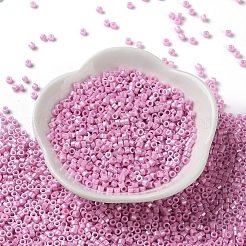 焼付塗装ガラスシードビーズ  シリンダー  パールピンク  2.5x2mm  穴：1.4mm  約5039個/50g&nbsp;X-SEED-S042-15A-04