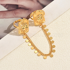 Anelli doppi aperti in ottone con fiori vintage&nbsp;SU6063