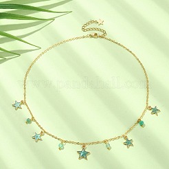 Ожерелье с подвесками в виде звезд из натурального агата NJEW-JN04404-02