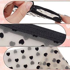 4 bolsa cosmética de nailon con cremallera y estampado de corazones flocados en 2 colores&nbsp;FIND-SP0005-81A
