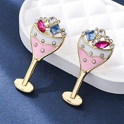 Pendientes de botón de esmalte de aleación de zinc&nbsp;EJEW-Z088-03G-01