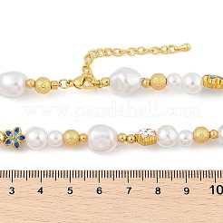 Ожерелья из латунных и АБС-пластиковых бусин с жемчугом NJEW-Z059-08G