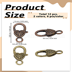 Застежки когтей омара в виде сердца в тибетском стиле&nbsp;FIND-LP0007-55A-01