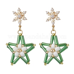 Boucles d'oreilles à tige en forme d'étoile en verre&nbsp;EJEW-MZ00256