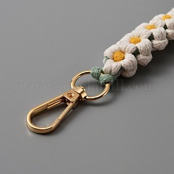 Маргаритка ручной работы тканый кулон из хлопка украшения&nbsp;KEYC-WH0029-41G-04