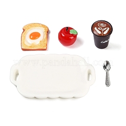 樹脂製ミニチュア朝食セット装飾品  マイクロランドスケープホームドールハウスアクセサリー  小道具の装飾のふりをする  ミックスカラー  12~33.5x4.5~54x2.5~12.5mm  5個/セット&nbsp;DIY-H174-01I