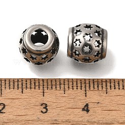 304ステンレススチールヨーロピアンビーズ  大穴ビーズ  スターとロンデル  アンティークシルバー  9.5x9.5mm  穴：4mm&nbsp;STAS-D191-08D-AS