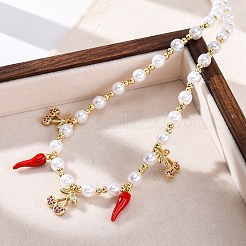 Ожерелья из латунных бусин с микропаве из прозрачного кубического циркония&nbsp;NJEW-Z059-06G-02