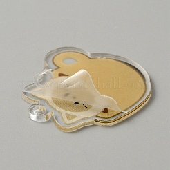 かわいいコーヒーカップ猫のアクリルペンダントキーホルダー  鉄ボールチェーン付き  バリーウッド  41.5x38.5x2mm  穴：2.8mm&nbsp;FIND-CJC0006-79E
