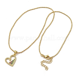 Латунные ожерелья с подвеской в виде микро-паве с кубическим цирконием и персиковым сердцем для женщин&nbsp;LS-NJEW-Q346-01G-02