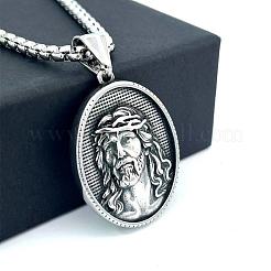 Греческая мифология нержавеющая сталь овал с подвеской Иисус&nbsp;RC8628