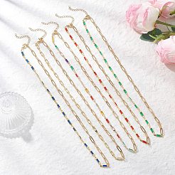 Цепочка-скрепка из латунного стекла с прямоугольными звеньями NJEW-JN05537