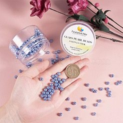 パール調ガラスパールラウンドビーズ  染め  コーンフラワーブルー  6mm  穴：0.7~1.1mm  約400個/箱&nbsp;HY-PH0001-6mm-015