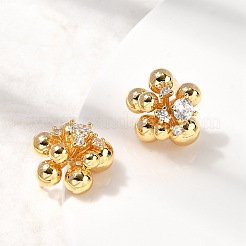 Серьги-гвоздики из латуни с микро-паве и прозрачным фианитом EJEW-B148-01G