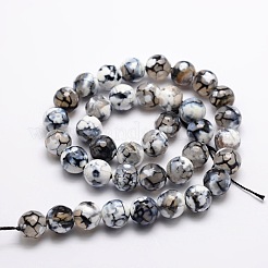 Gefärbte natürliche Feuer Crackle Achat facettierte runde Perlen Stränge&nbsp;G-E320C-10mm-07