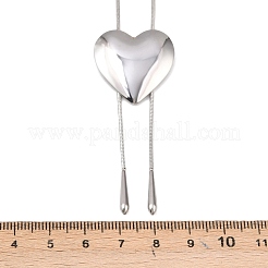 201 регулируемое ожерелье-лариат из нержавеющей стали в форме сердца для женщин NJEW-K297-01P