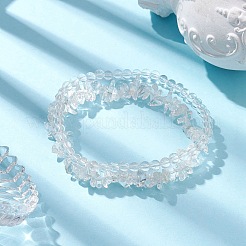 チップ＆ラウンド天然水晶ビーズストレッチブレスレット  女性用ロッククリスタルブレスレット  内径：1-7/8~2-1/8インチ（4.7~5.5cm）  2個/セット&nbsp;BJEW-JB10189-01