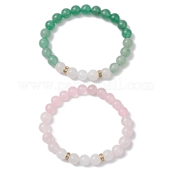 2 Stück Stretch-Armbänder mit natürlichen Edelsteinperlen für Damen&nbsp;BJEW-JB11332