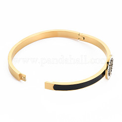 Ionenplattierung (IP) Kristall Strass flach rund mit Baum des Lebens Armreif&nbsp;BJEW-N017-005LG