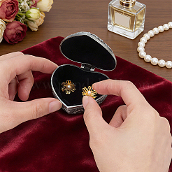 Cajas de almacenamiento de joyas de aleación con forma de corazón de flores vintage para baratijas&nbsp;CON-WH0095-243