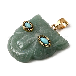 Подвески из натурального зеленого авантюрина и синтетической бирюзы G-Z090-02G-02