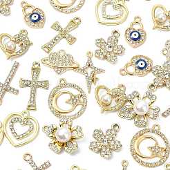 50 Stück 10 Stile Legierung Kristall Strass Anhänger&nbsp;ALRI-FS0001-14