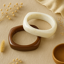 2шт 2 цвета имитация мрамора акриловый браслет для женщин&nbsp;BJEW-HY0002-04A