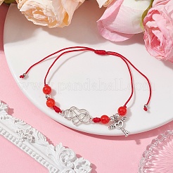 Natürliche gefärbte weiße Jade-Armbänder aus geflochtenen Perlen&nbsp;BJEW-JB09823-04