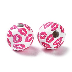Деревянные бусины с принтом на тему Дня святого Валентина WOOD-G017-02E
