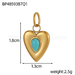 Подвески из синтетической бирюзы из нержавеющей стали 304&nbsp;STAS-OY007-29G