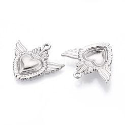 Подвески в форме сердца с крыльями из нержавеющей стали 304 STAS-T067-27P